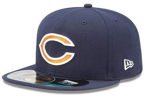 Chicago Bears NFL Fitted Hat with Embroidered - Navy Blue