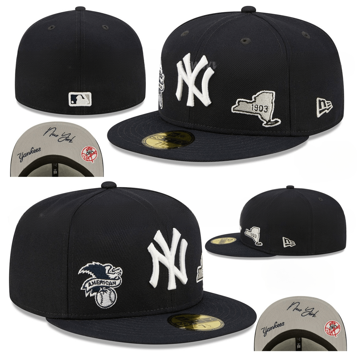 New York Yankees Commemorative Fitted Hat with Side Patches - Black