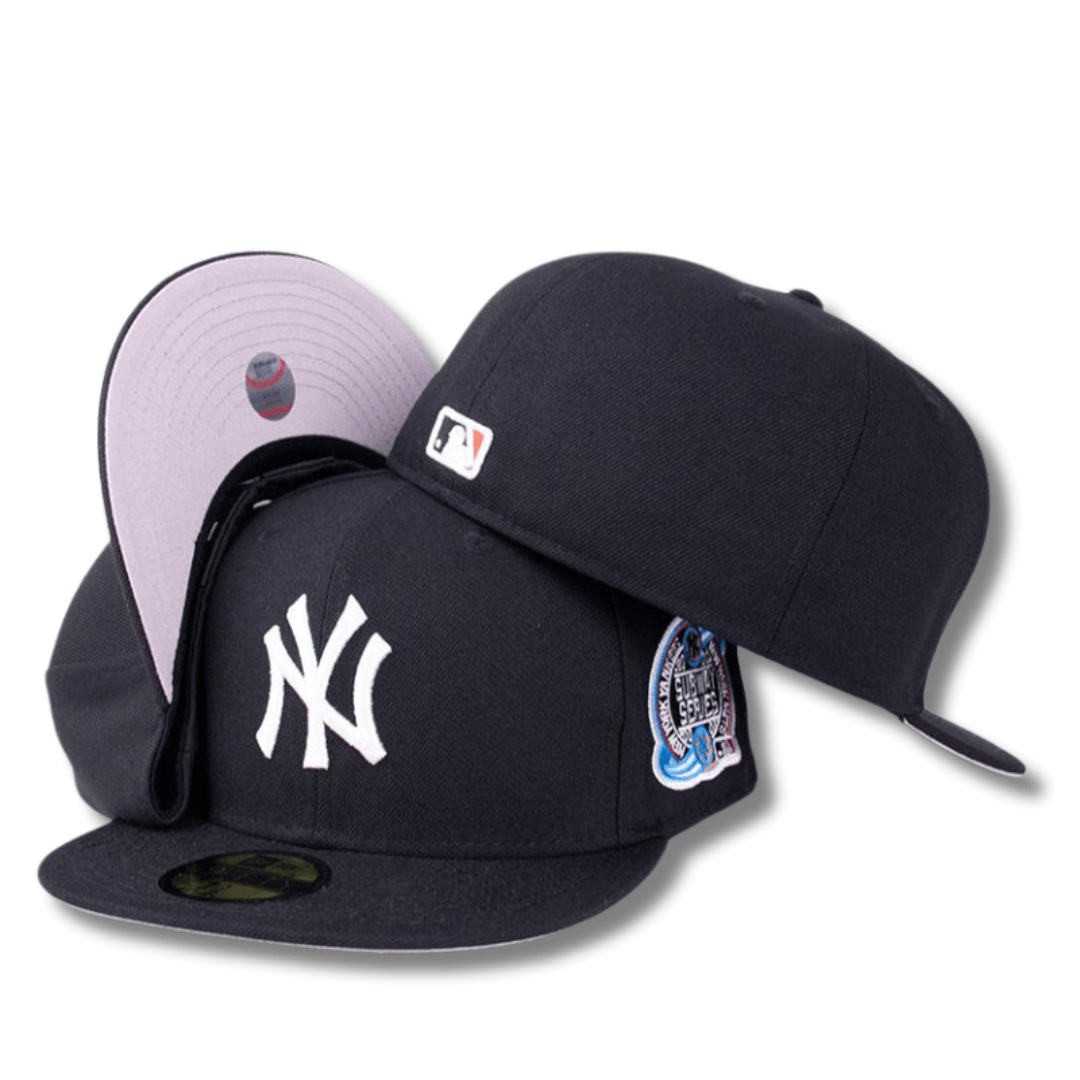 New York Yankees Subway Series Fitted Hat with Lavender Undervisor - Navy Blue
