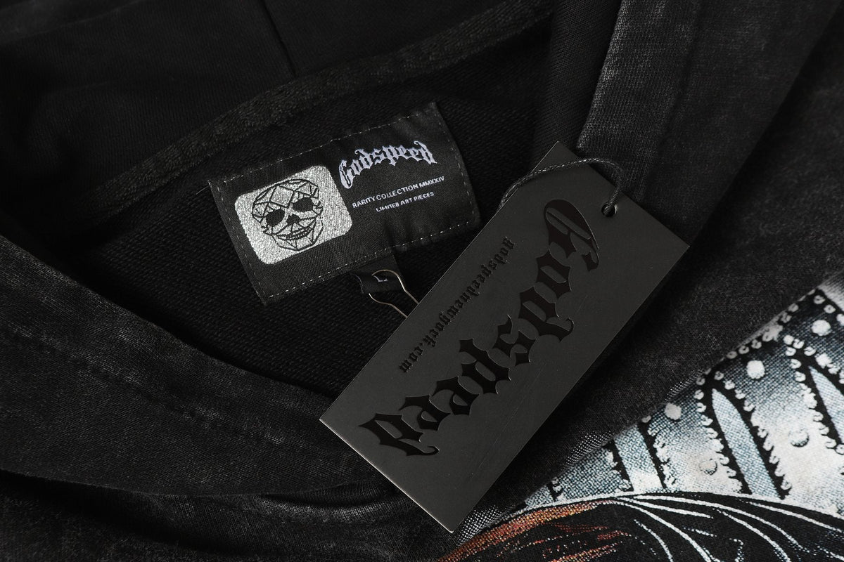 Godspeed Race Before Death Skull Graphic Hoodie — hang_tag