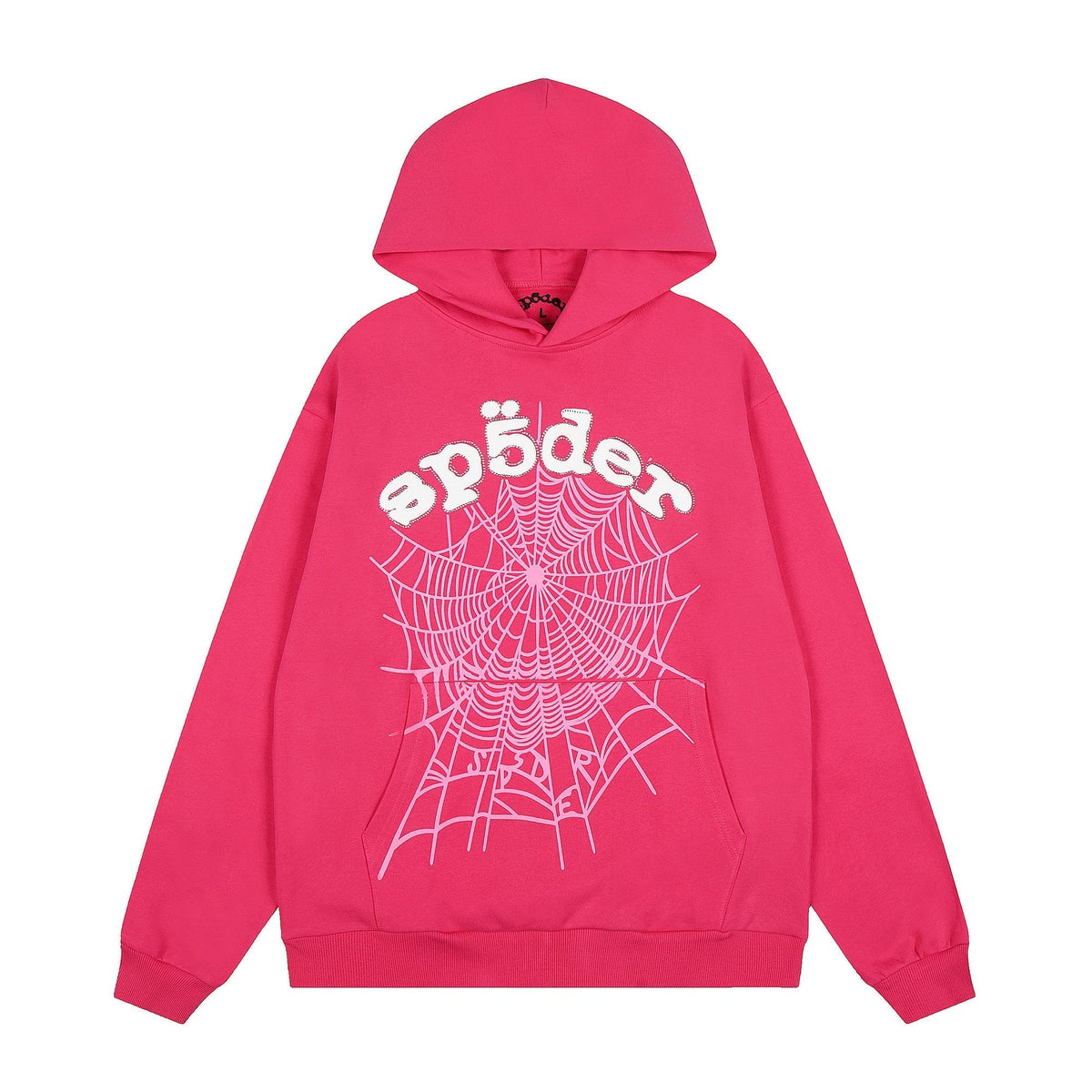 Sp5der Pink Spiderweb Graphic Hoodie — hero