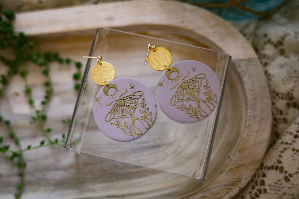 Embossed Lunar Moth Earrings