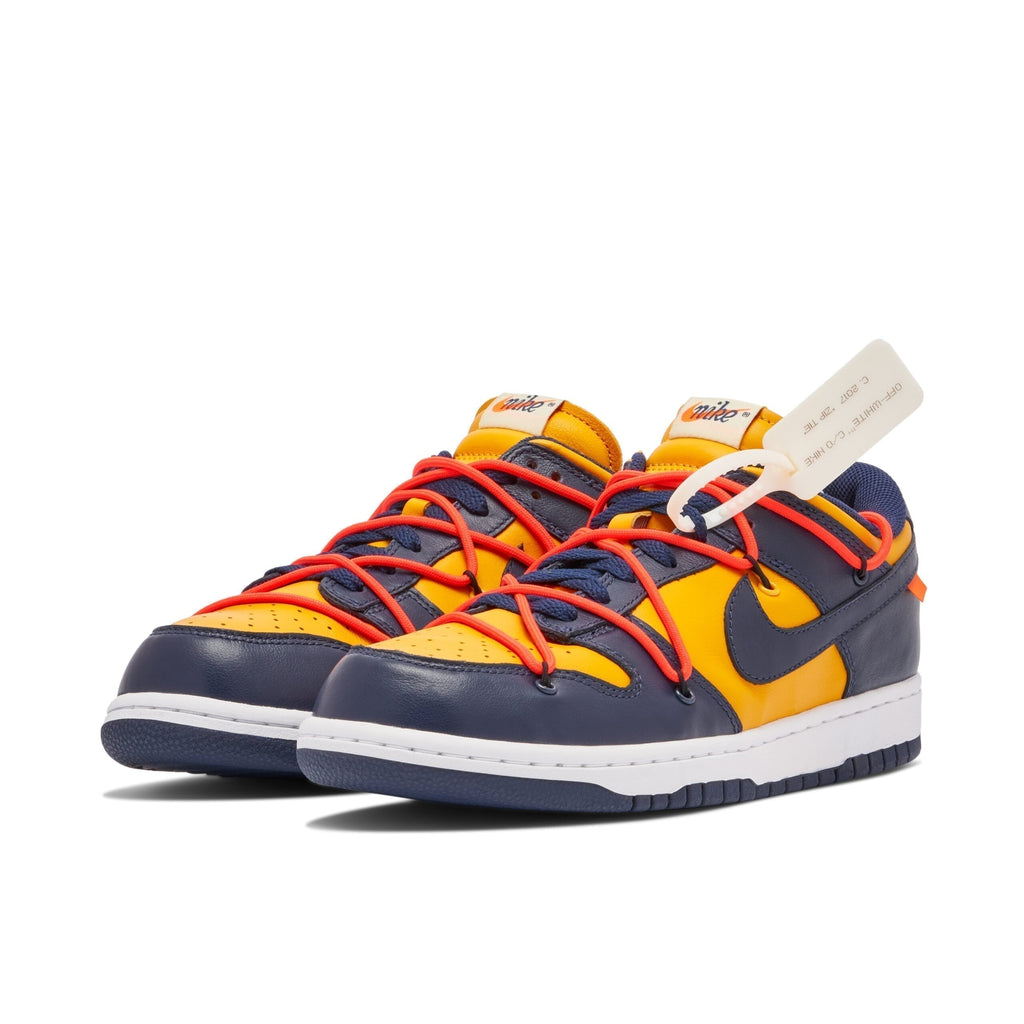 Off-White x Nike SB Dunk Low University Gold Sneakers