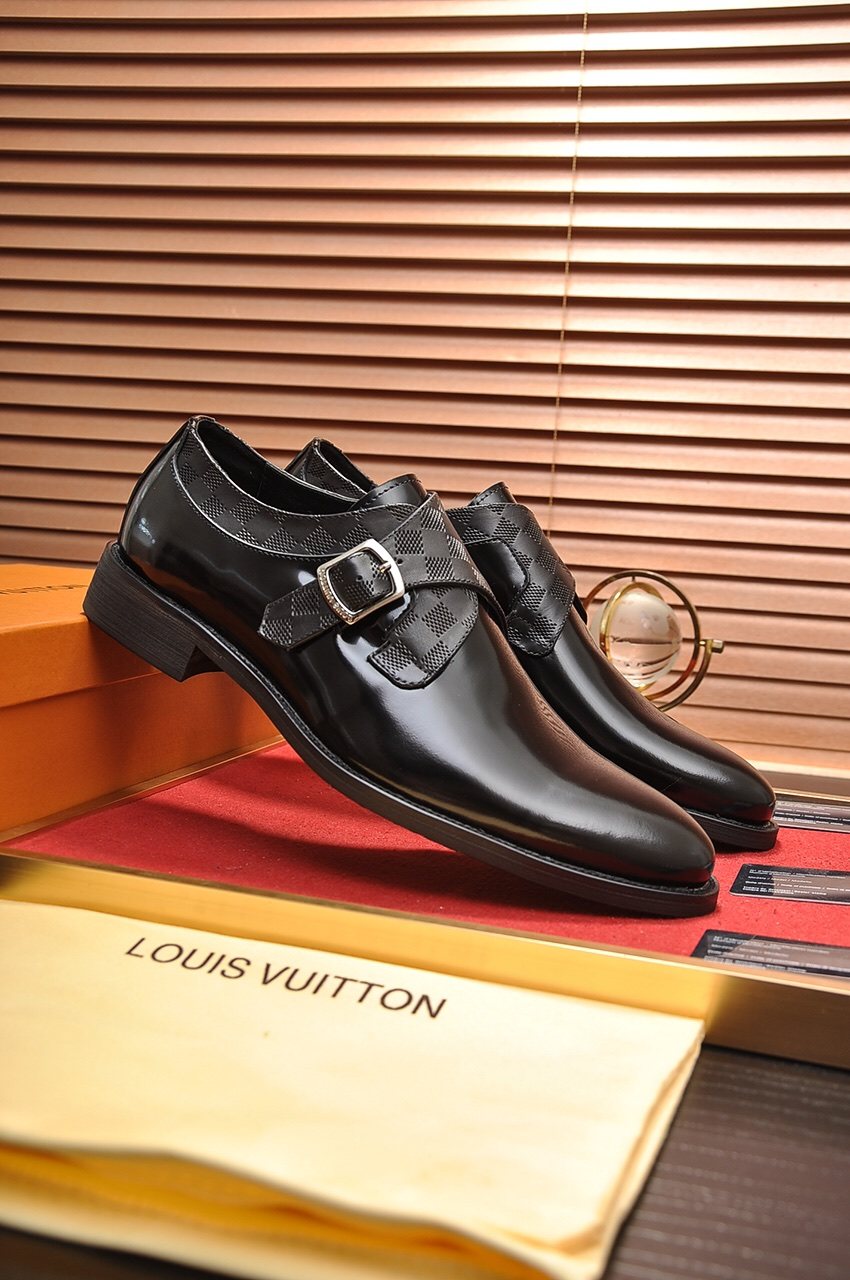Louis Vuitton Black Buckle Strap Dress Shoes — side