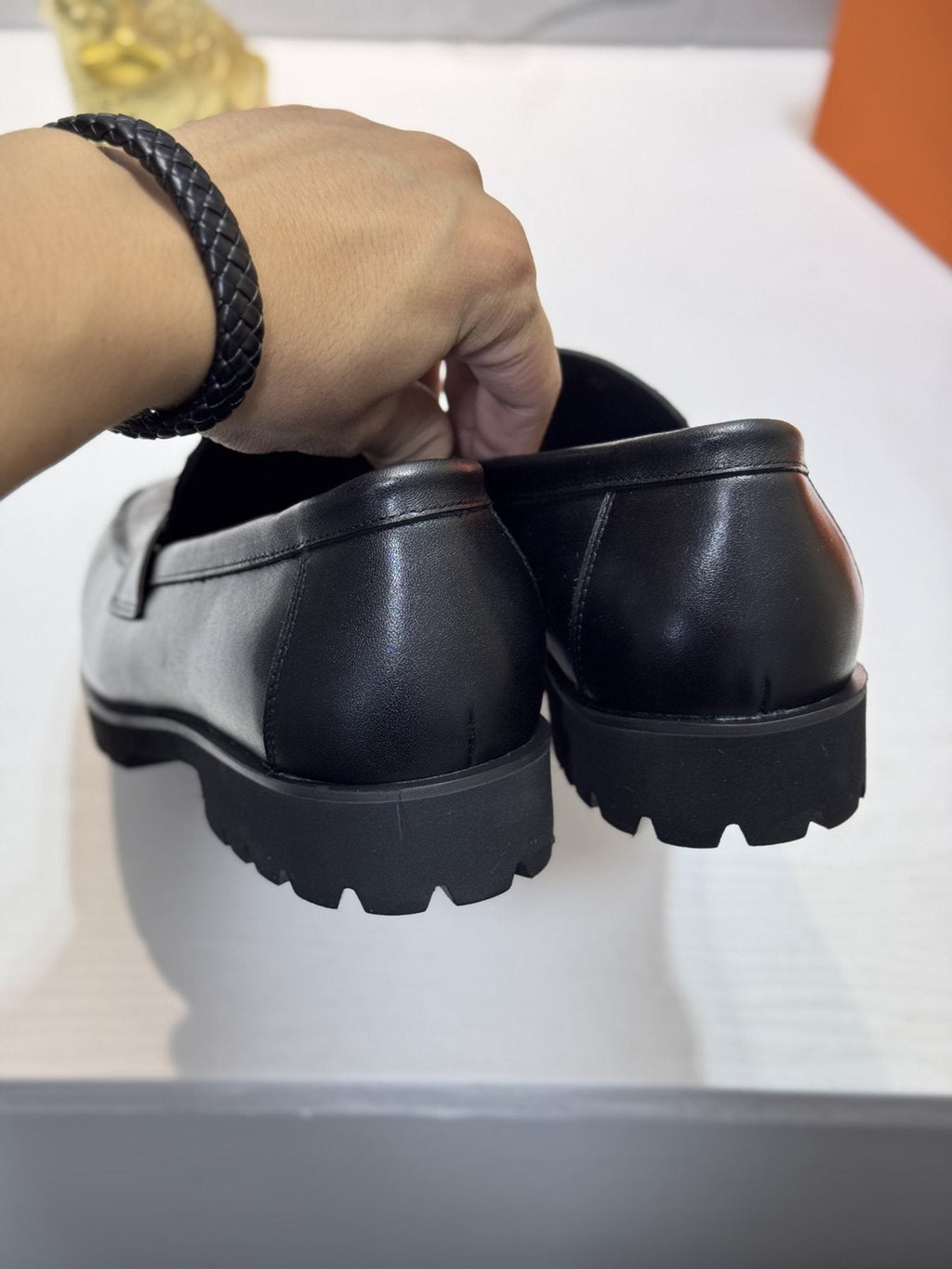 Hermès Black Knot Lug Sole Loafers — back