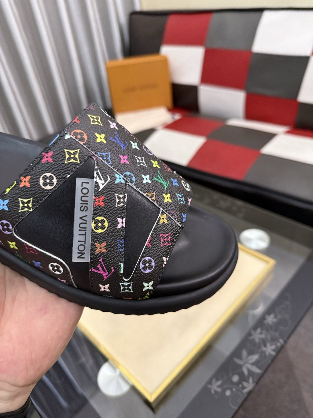 Louis Vuitton Multicolor Strap Slide Sandals — detail