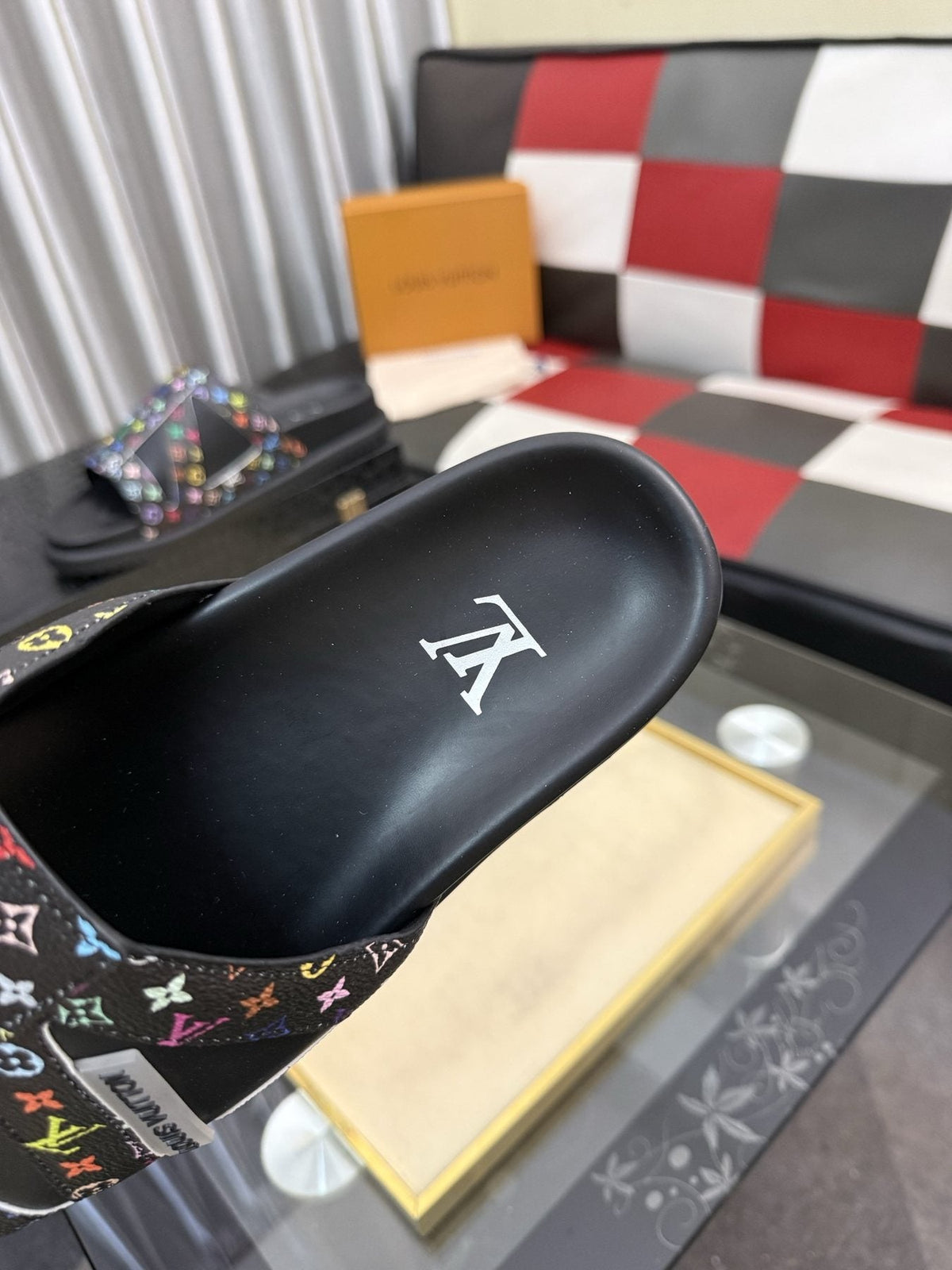 Louis Vuitton Multicolor Strap Slide Sandals — detail