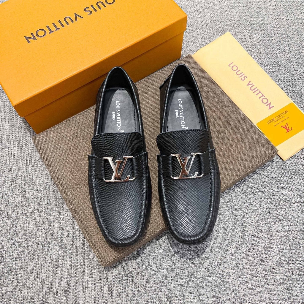 Louis Vuitton Black Metal-Hardware Loafers — front
