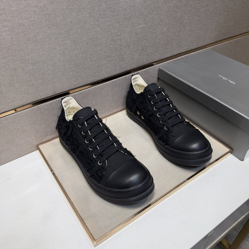 Rick Owens Black Low-Top Sneakers — hero