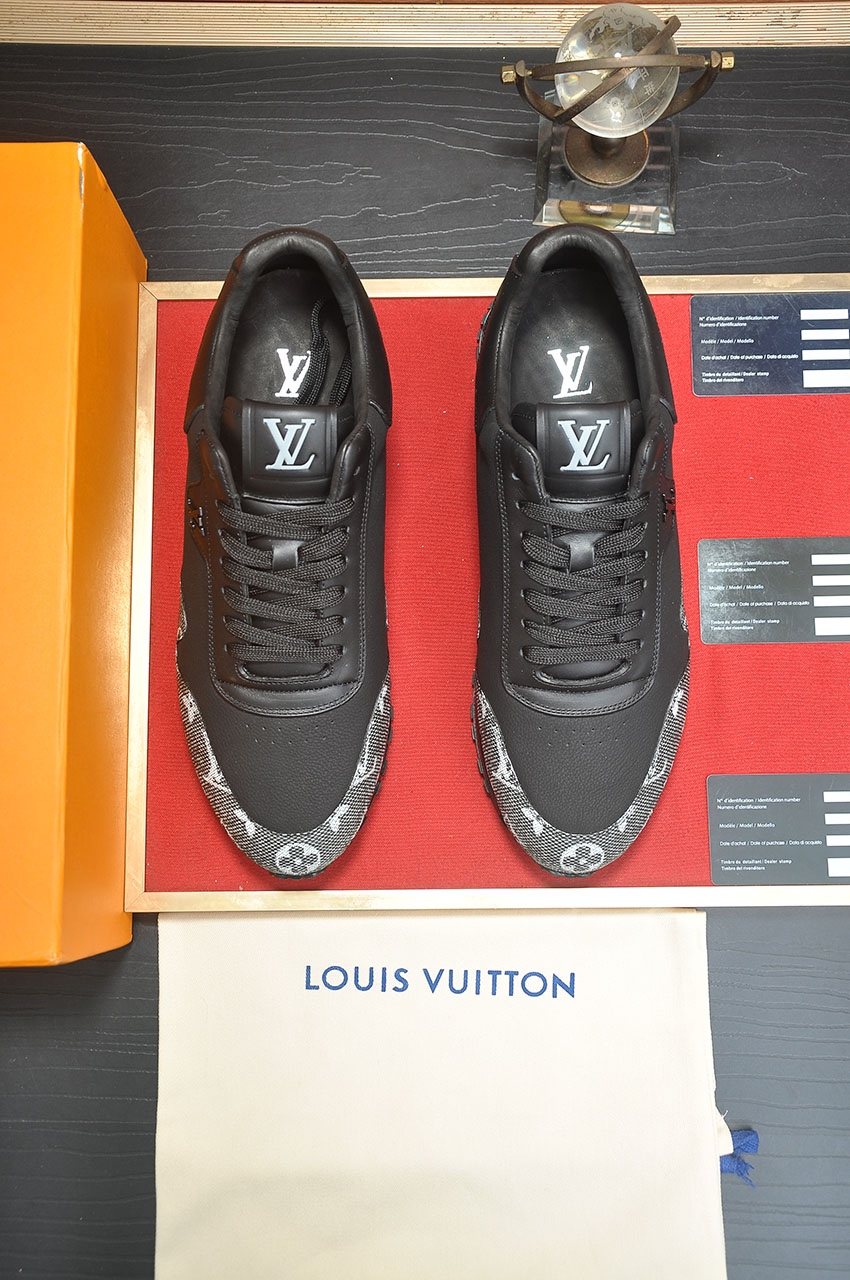 Louis Vuitton Black and Gray Low-Top Sneakers — front
