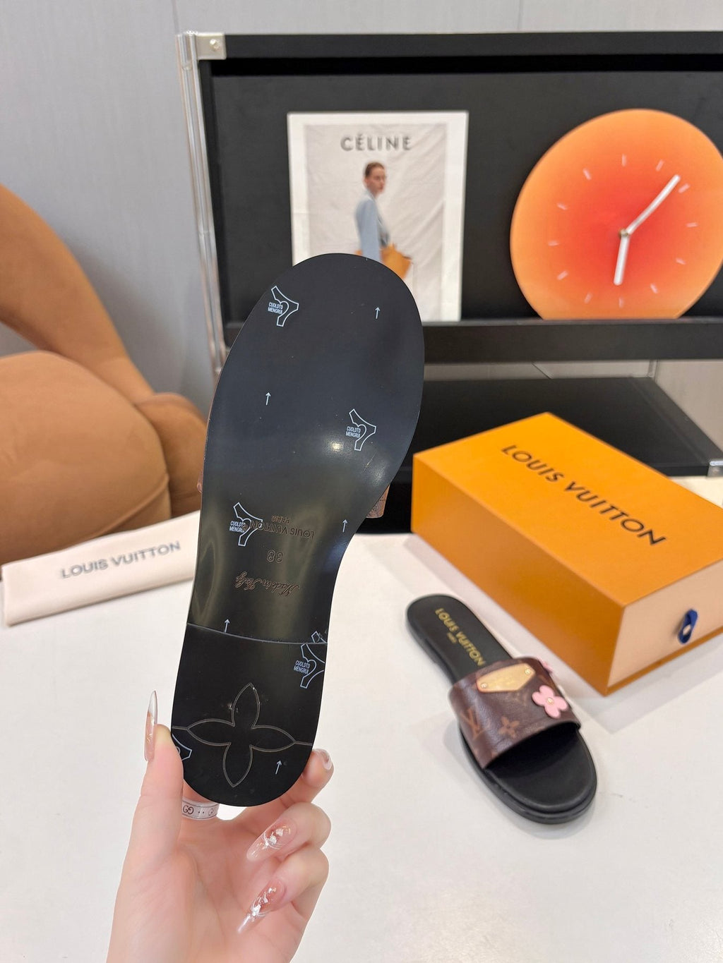 Louis Vuitton Floral Slide Sandals — back