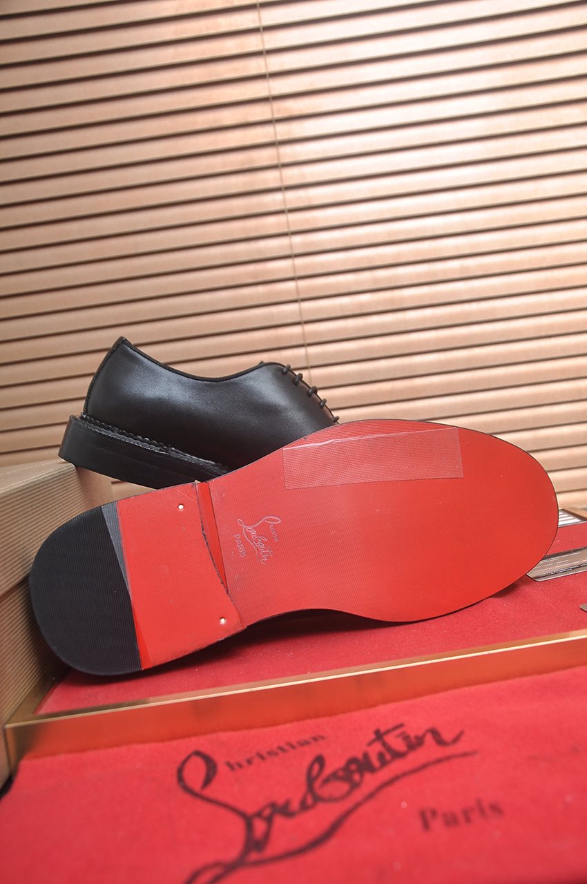 Christian Louboutin Black Red Sole Lace-Up Dress Shoes — back