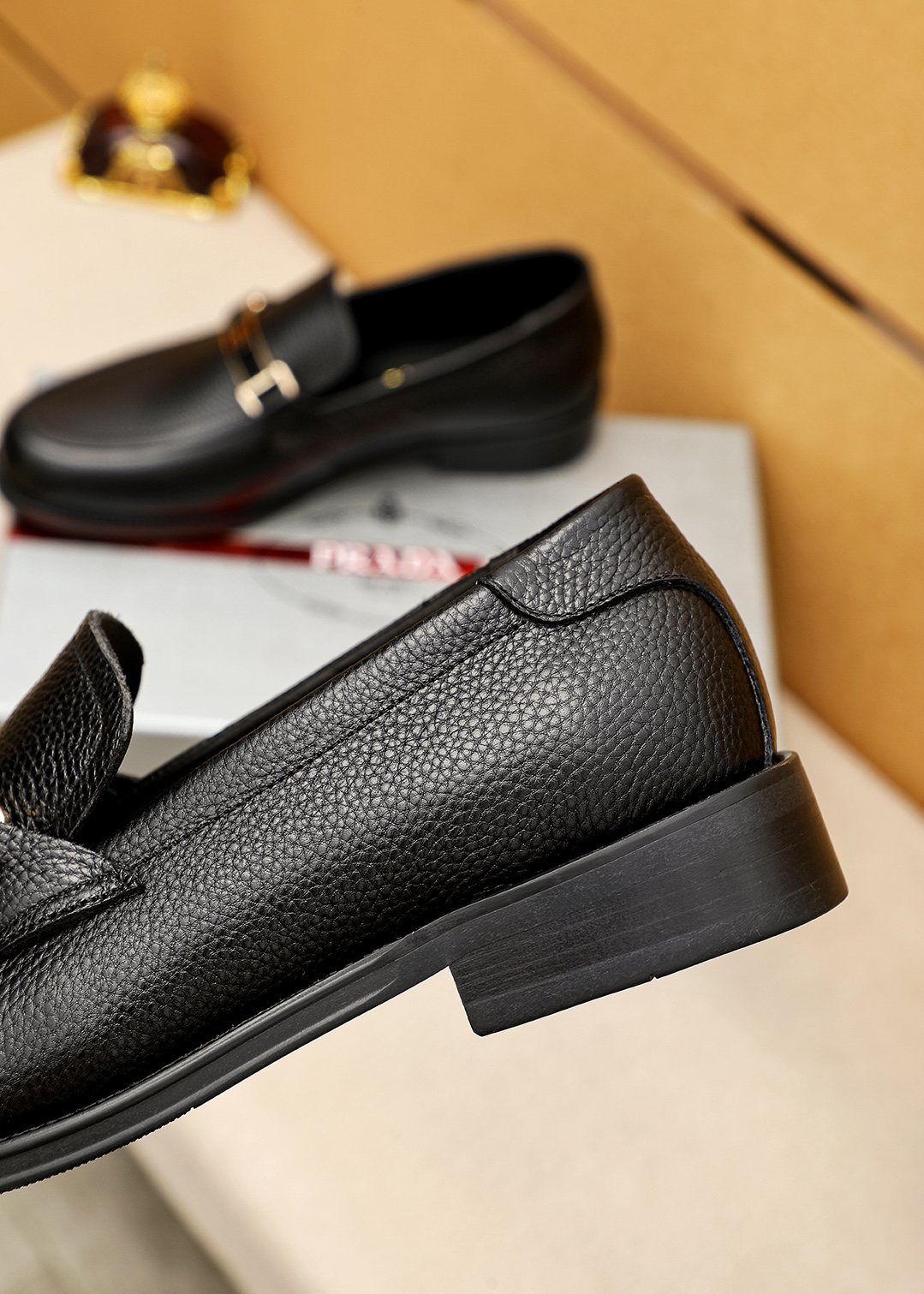 PRADA Black Buckle Loafers — back