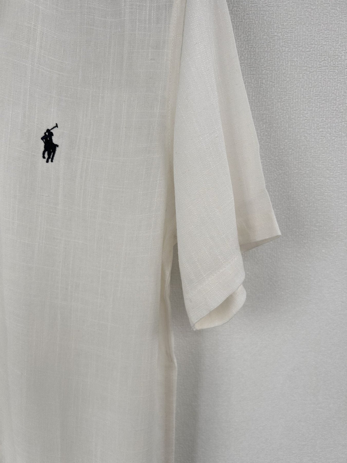 Test2-Ralph Lauren Ivory Linen Short-Sleeve Button-Front Shirt — detail
