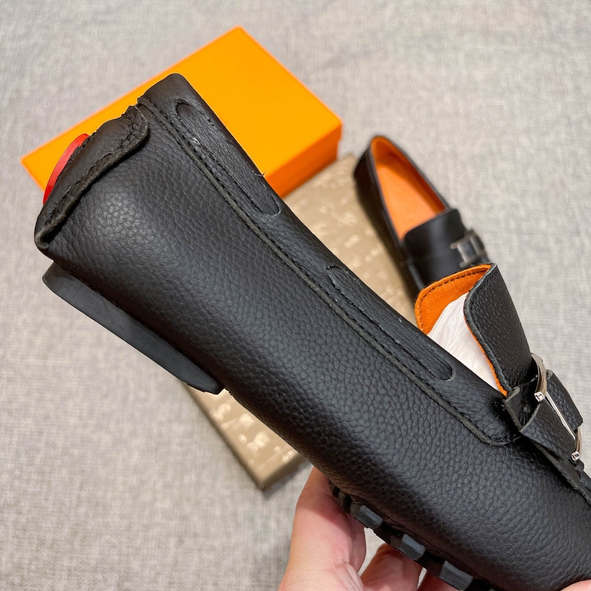 Hermès Black Bar Loafers — detail