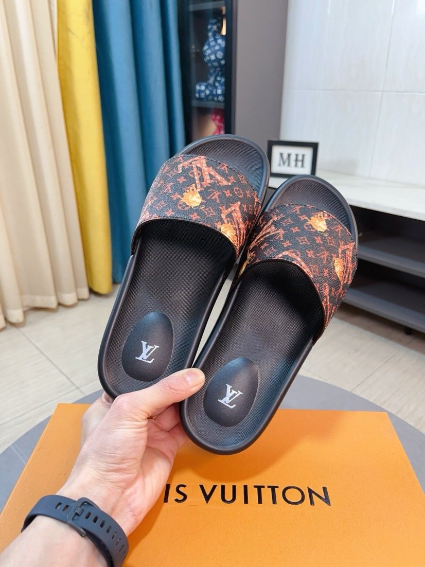 Louis Vuitton Monogram-Style Slide Sandals — front