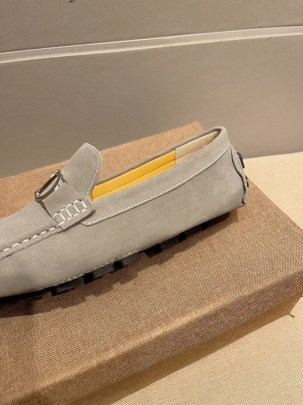 Dior Gray Metal Accent Driving Loafers — side