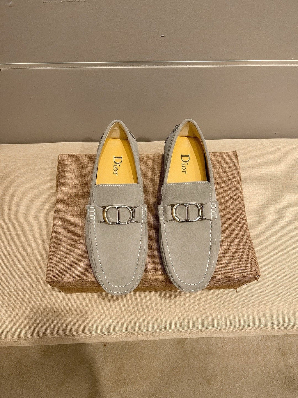 Dior Gray Metal Accent Driving Loafers — hero
