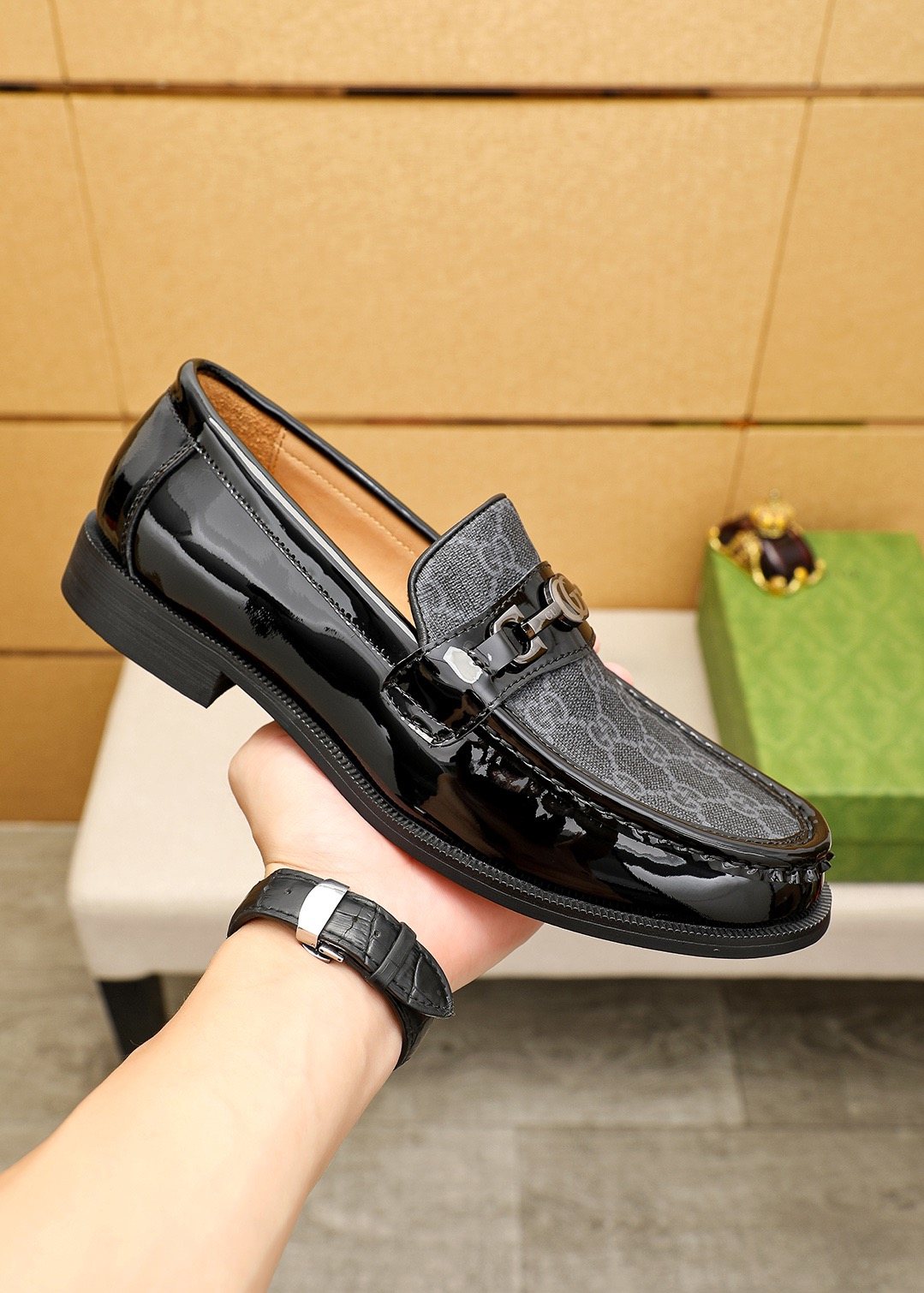Gucci Black and Gray Metal Bit Loafers — model