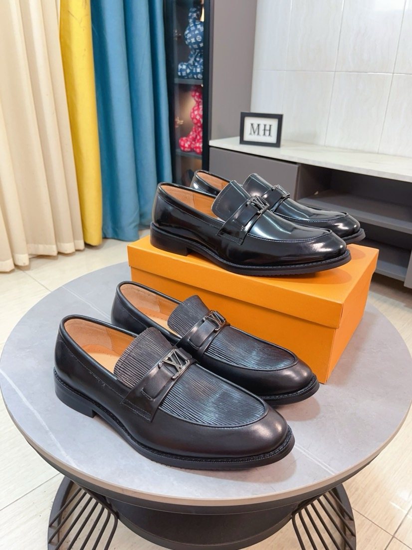 Louis Vuitton Black Buckle Loafers — front