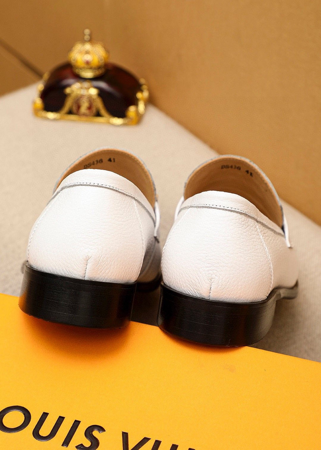 Louis Vuitton White Textured Bar Loafers — back