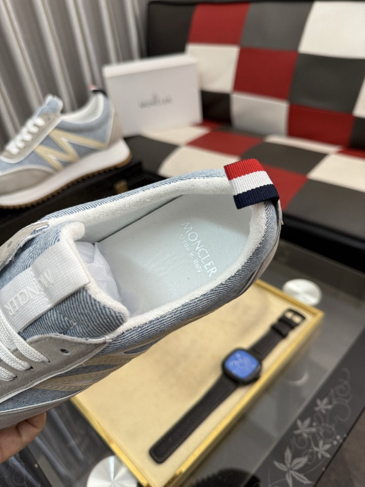 Moncler Light Blue Panel Low-Top Sneakers — detail