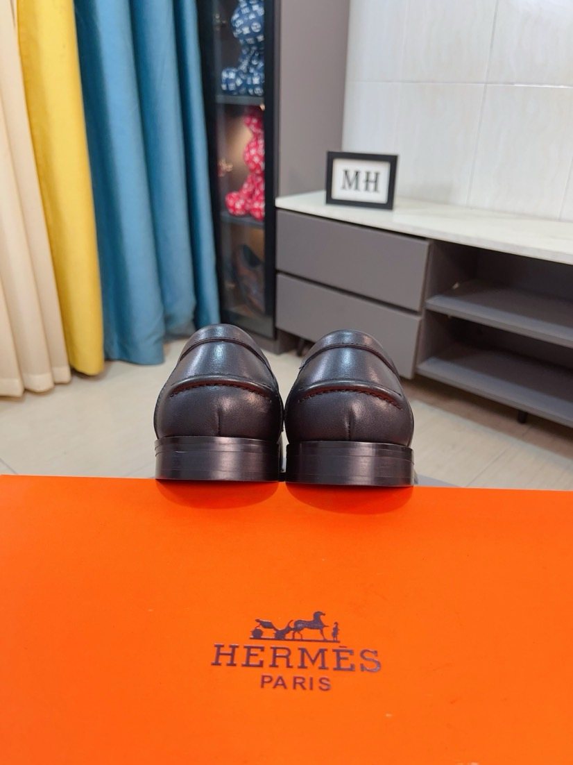 Hermès Black H-Hardware Loafers — back