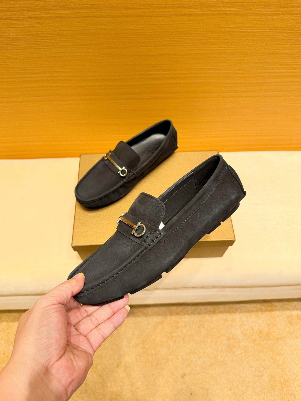 Ferragamo Black Bit Loafers — front