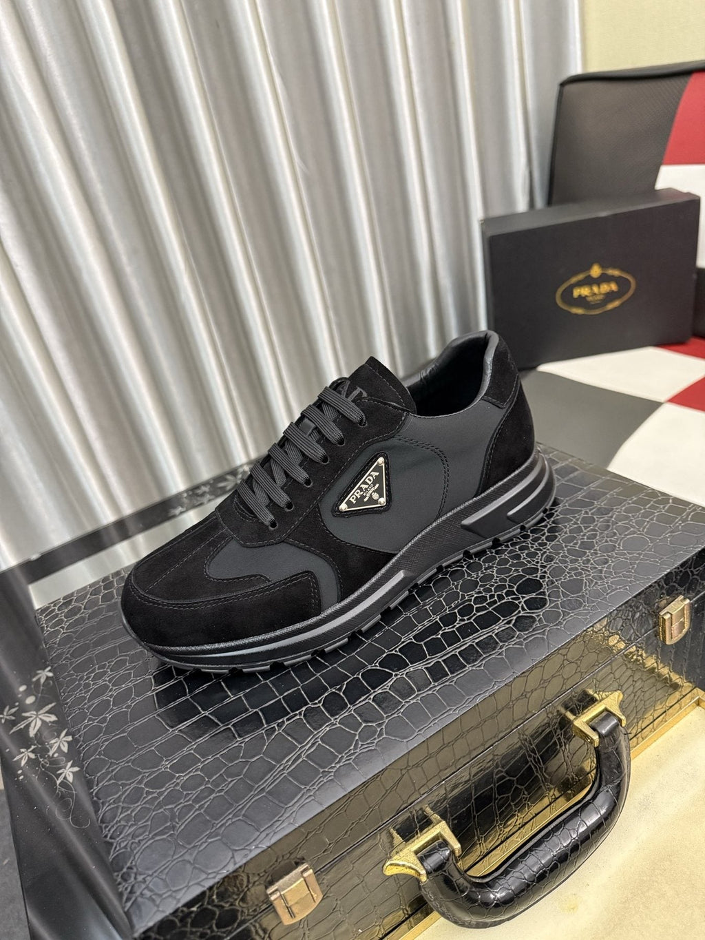 Prada Black Triangle Badge Sneakers — front