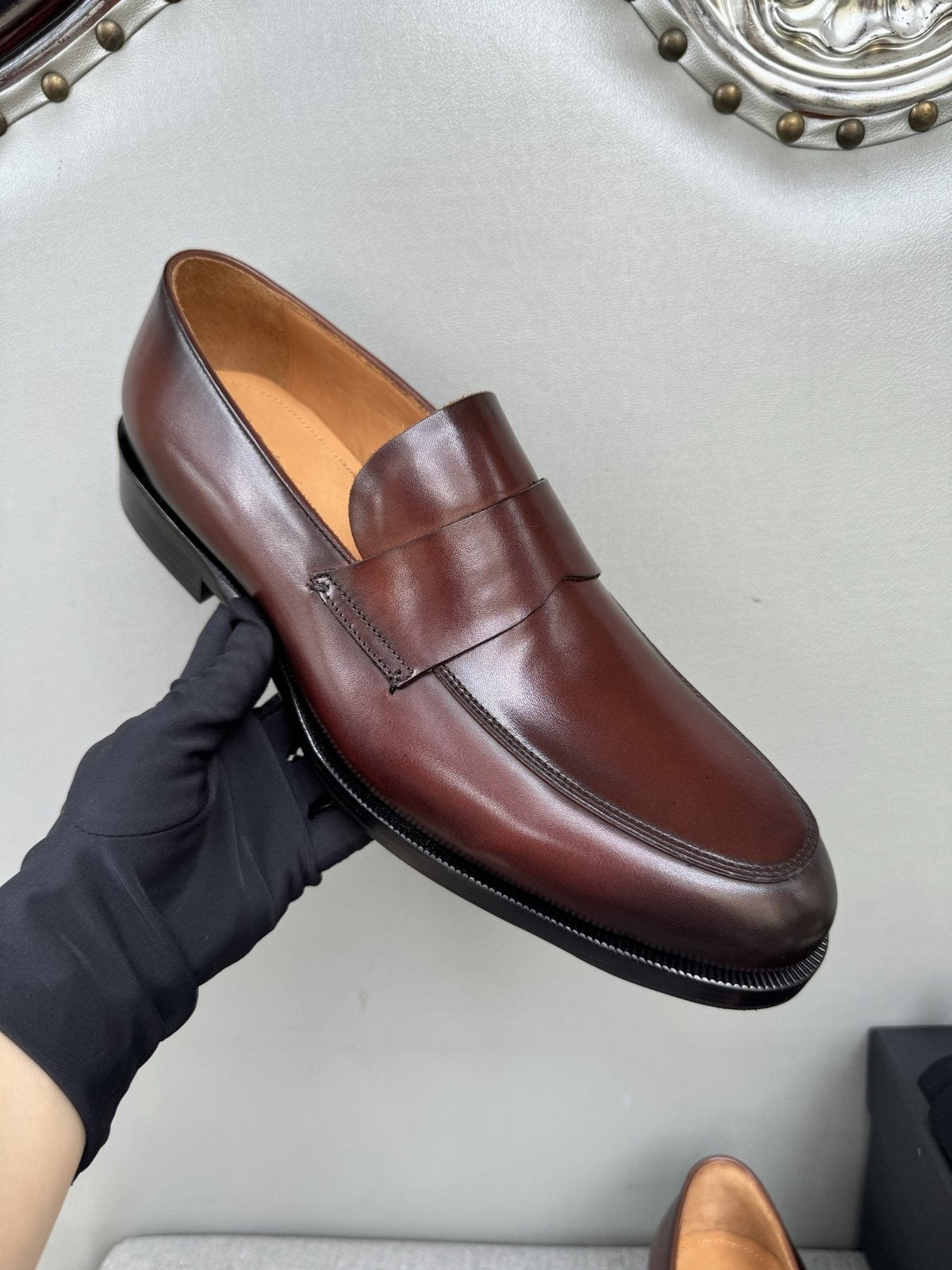 ZEGNA Dark Brown Penny Loafers — front