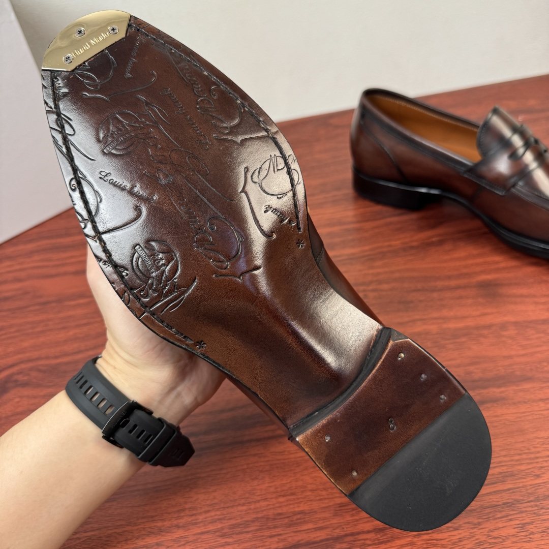 Berluti Burnished Penny Loafers — side