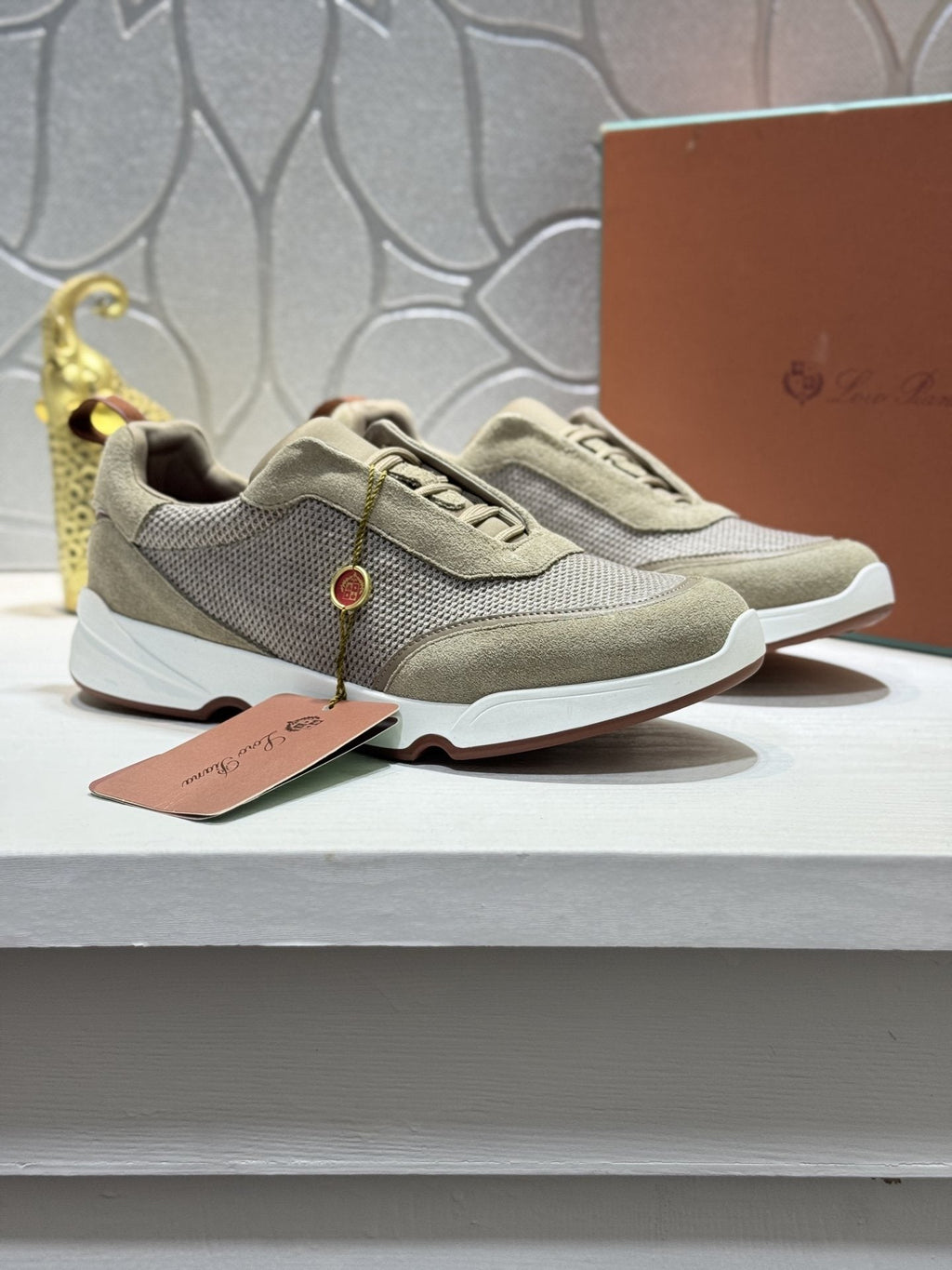 Loro Piana Textured Lace-Up Sneakers — hero