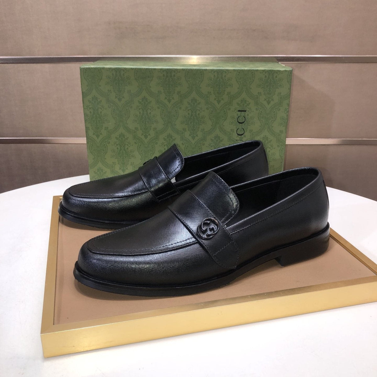 Gucci Black Leather Loafers — side