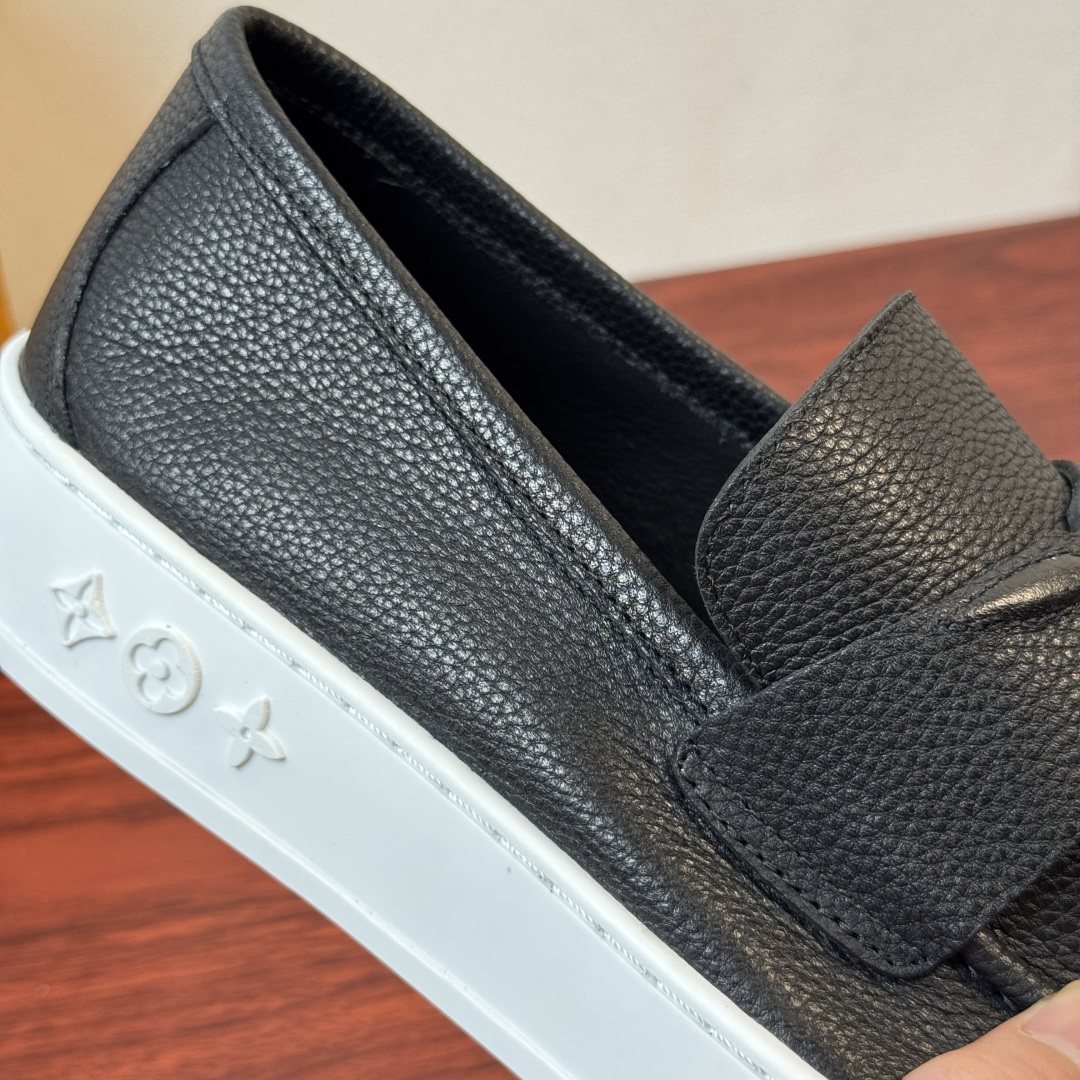 Louis Vuitton White Slip-On Loafers — detail