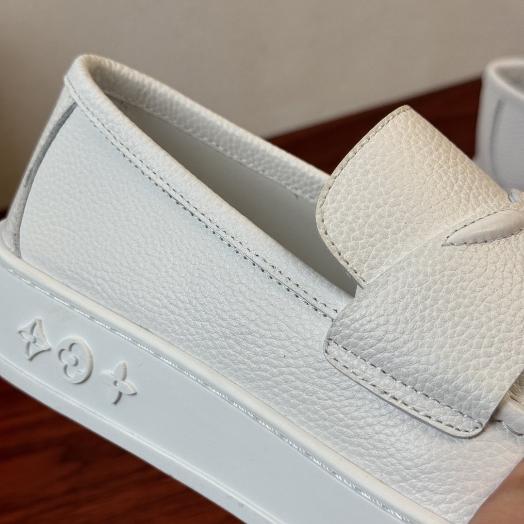 Louis Vuitton White Slip-On Loafers — detail