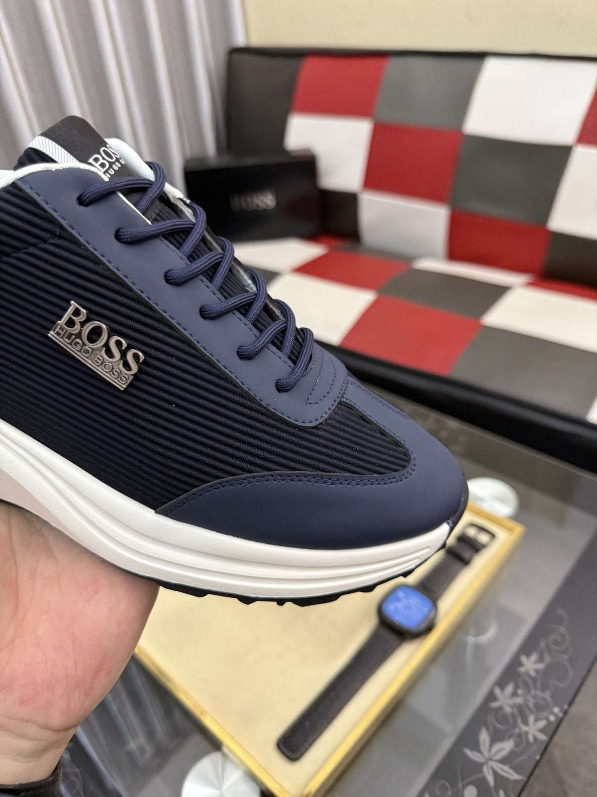 BOSS Knit-Look Low-Top Sneakers — detail
