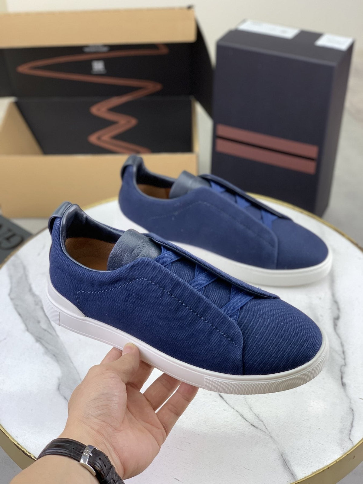 Zegna Triple Stitch Slip-On Sneakers — model