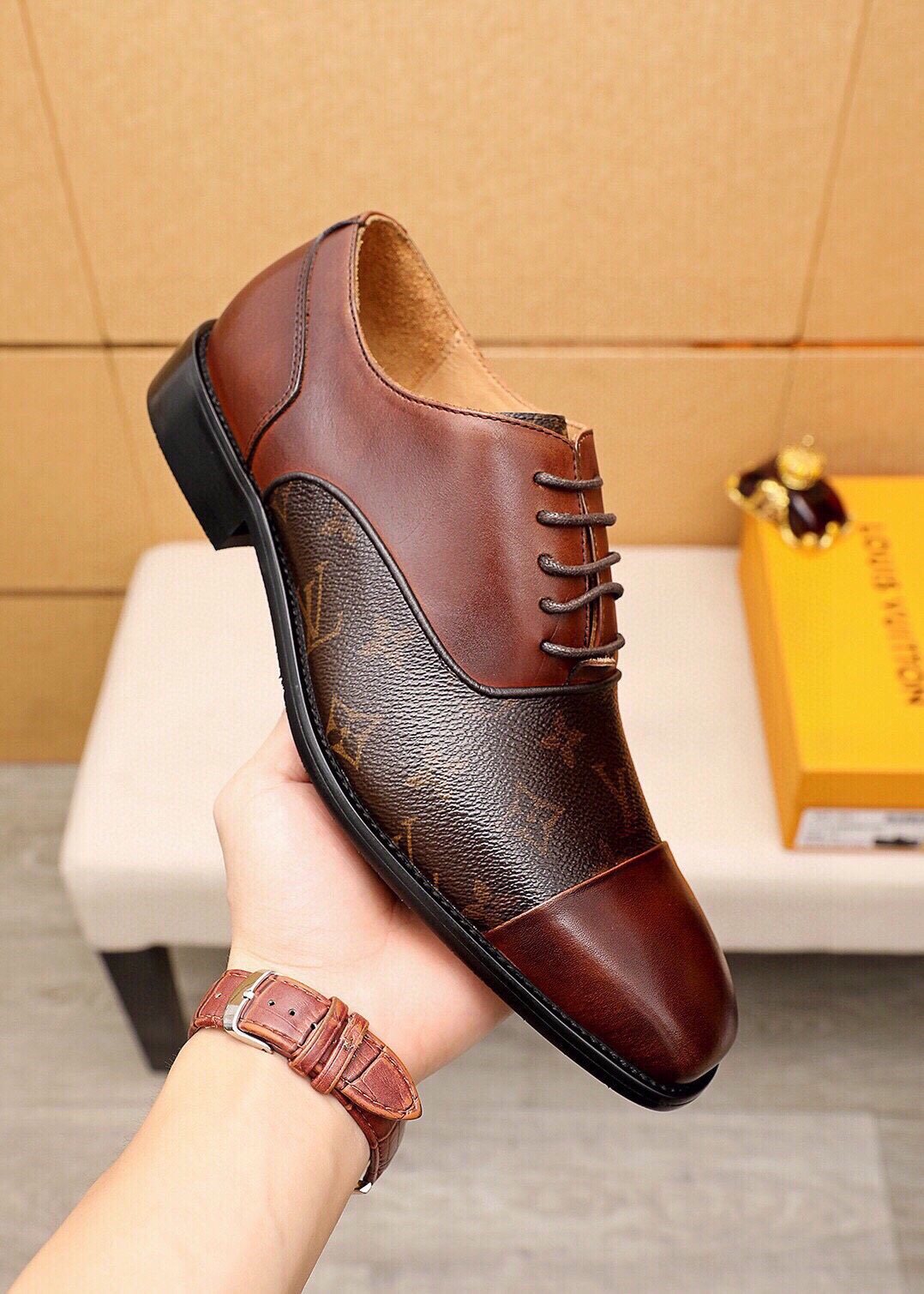 Louis Vuitton Monogram Lace-Up Dress Shoes — model