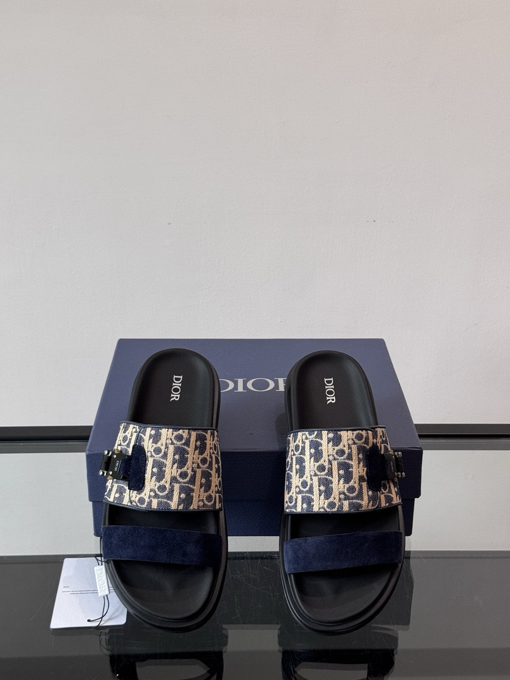 Dior Patterned Strap Slide Sandals — side