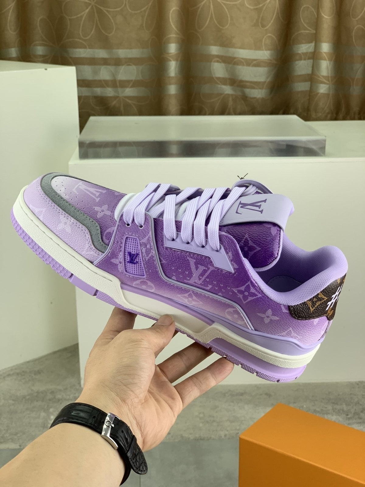 Louis Vuitton Lavender Purple Low-Top Sneakers — model