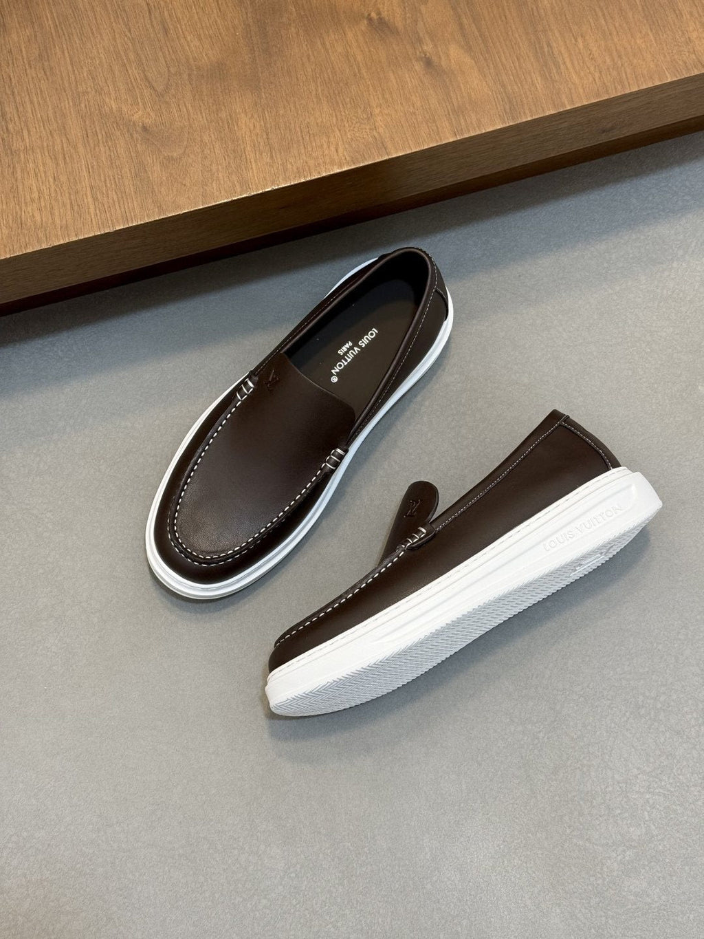 Louis Vuitton Contrast-Stitched Slip-On Sneakers — front