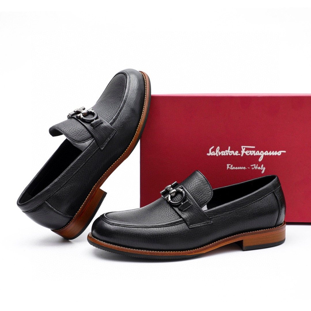 Salvatore Ferragamo Black Leather Bit Loafers — side