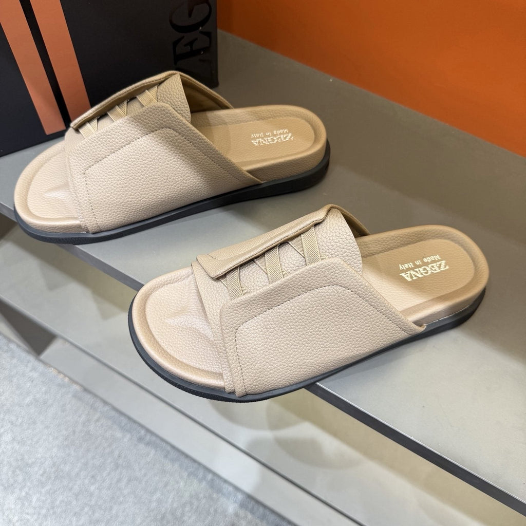 Zegna Lattice Strap Slide Sandals — front