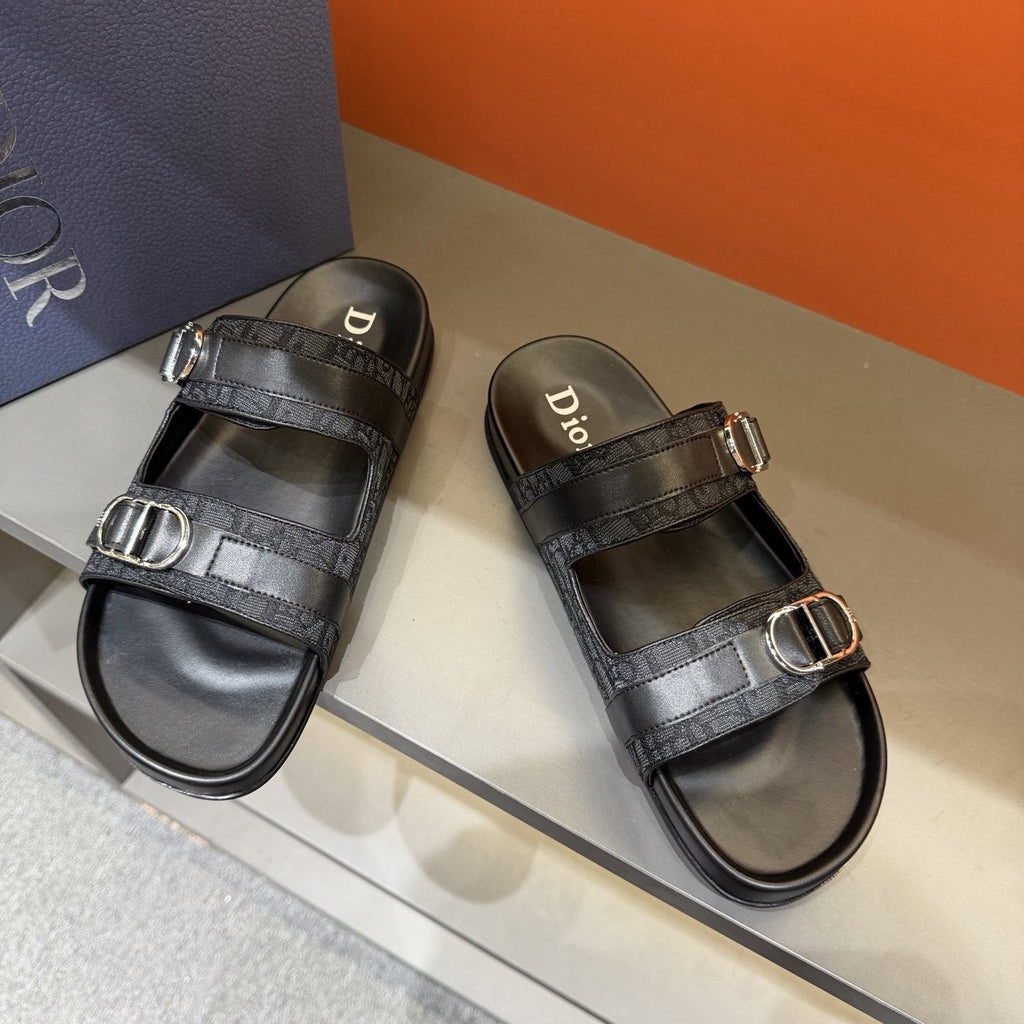 Dior Patterned Double-Strap Slide Sandals — front