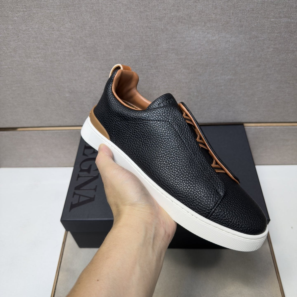 ZEGNA Textured Low-Top Sneakers — model