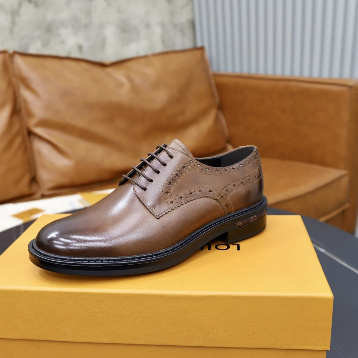 Louis Vuitton Brown Lace-Up Dress Shoes — side