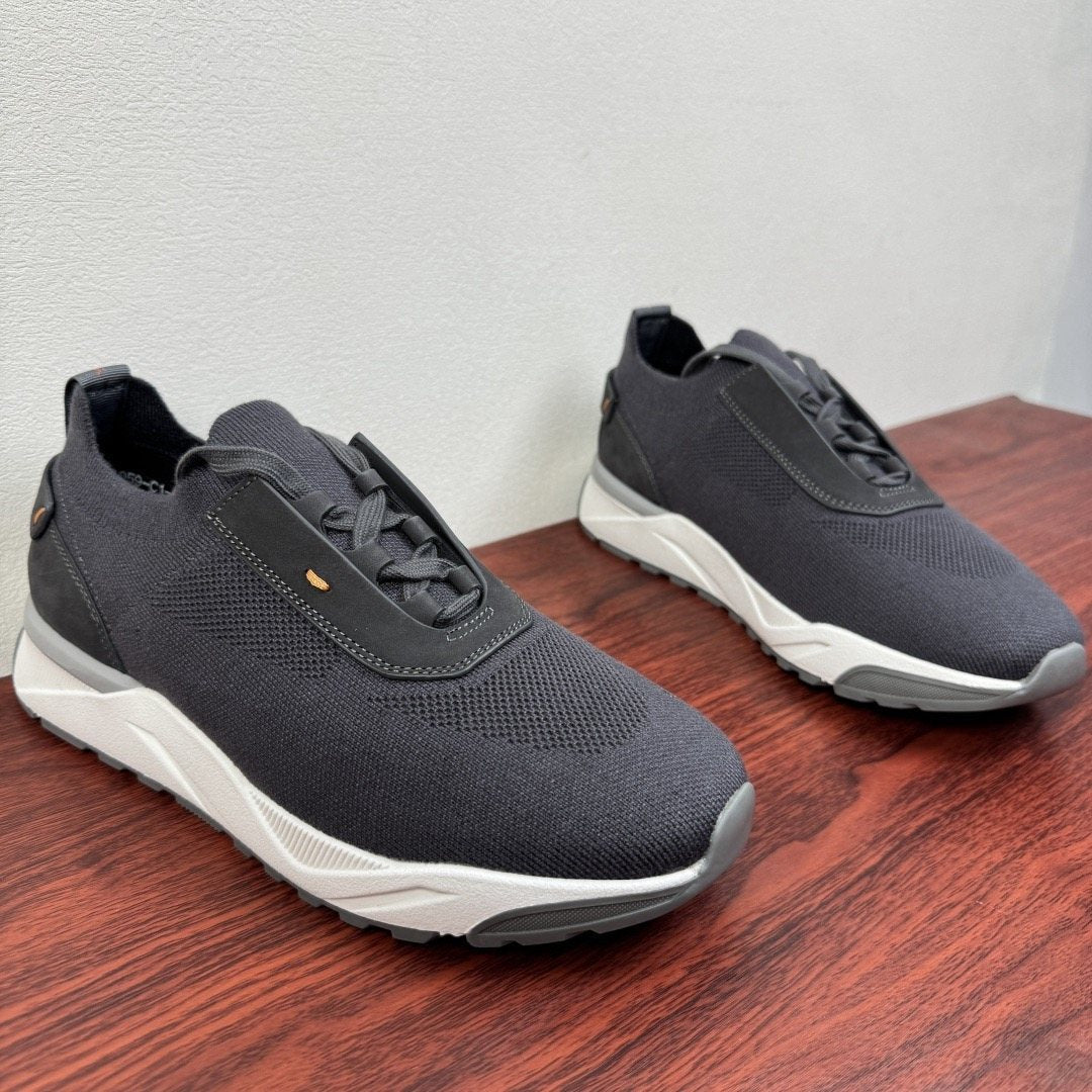 Santoni Light Gray Knit Sneakers — front
