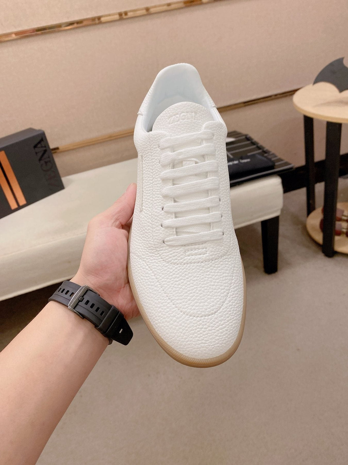 Zegna Suede Low-Top Sneakers — front