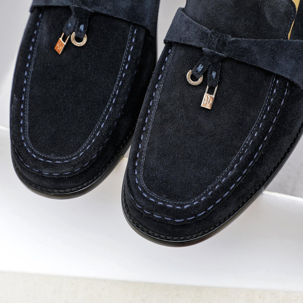 Loro Piana Black Apron-Toe Loafers — detail
