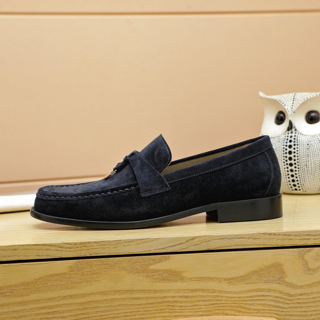Loro Piana Black Apron-Toe Loafers — side